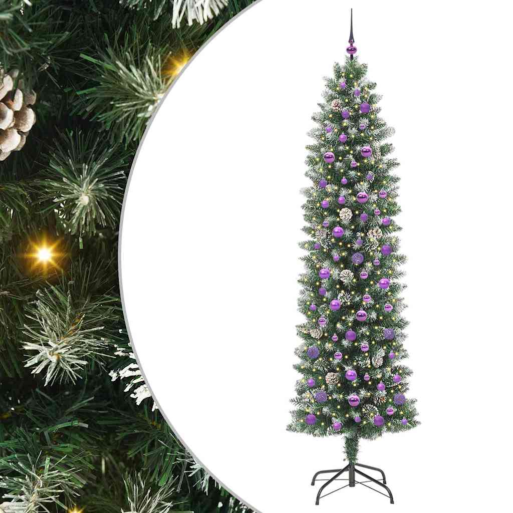 Kunstlik õhuke jõulukuusk Roheline ja Valge 240 cm
