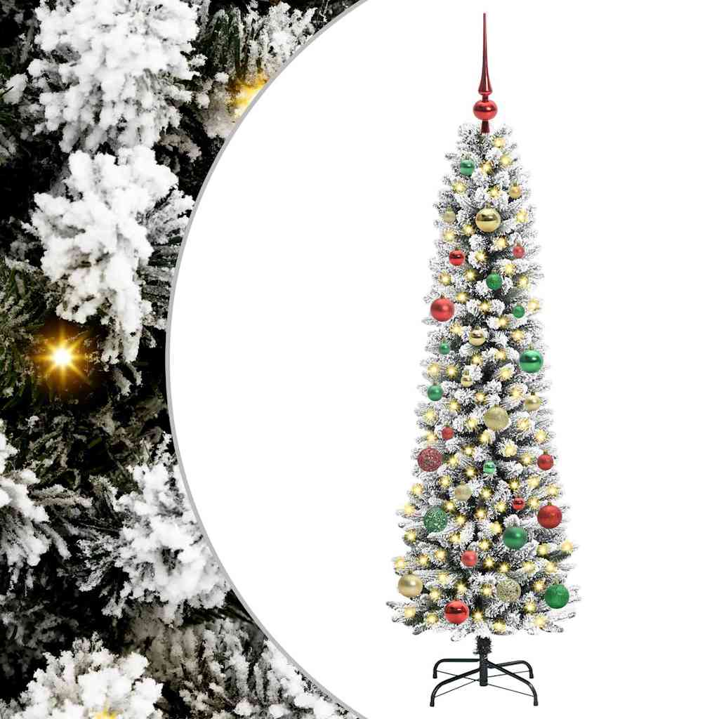 Kunstlik õhuke jõulukuusk 150 cm 150 LED-i Soe valge PE ja PVC