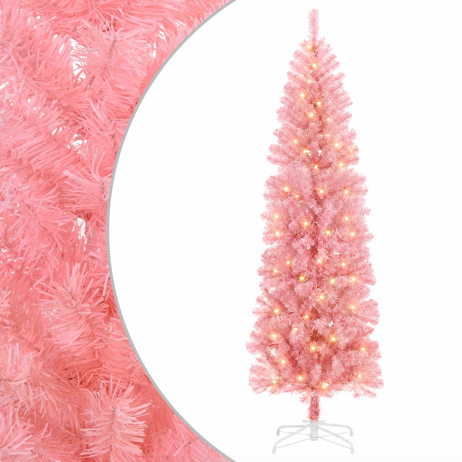 Kunstlik õhuke jõulukuusk 210 cm 300 LED-i Soe valge