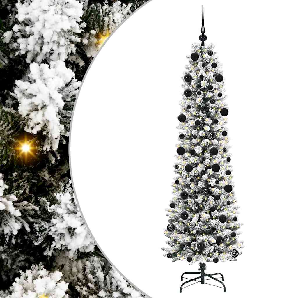 Kunstlik õhuke jõulukuusk 210 cm 300 LED-i Soe valge PE ja PVC