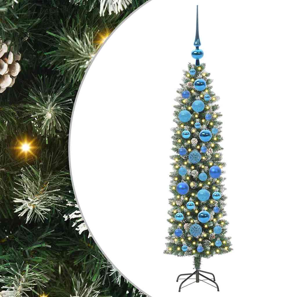 Kunstlik õhuke jõulukuusk Roheline ja Valge 120 cm