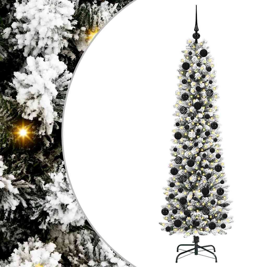 Kunstlik õhuke jõulukuusk 180 cm 300 LED-i Soe valge PE ja PVC