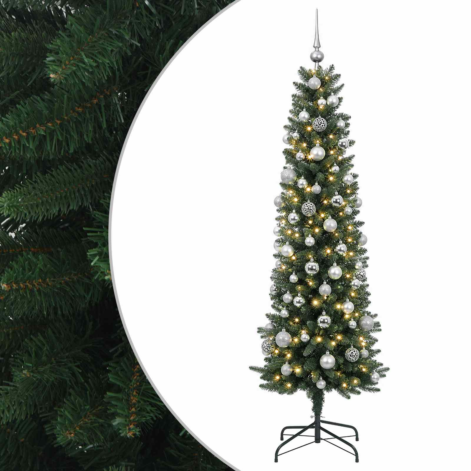 Kitsas kunstkuusk koos jõulukuulidega 240 cm 300 LED-i