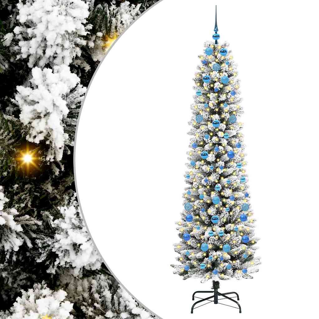 Kunstlik õhuke jõulukuusk 210 cm 300 LED-i Soe valge PE ja PVC