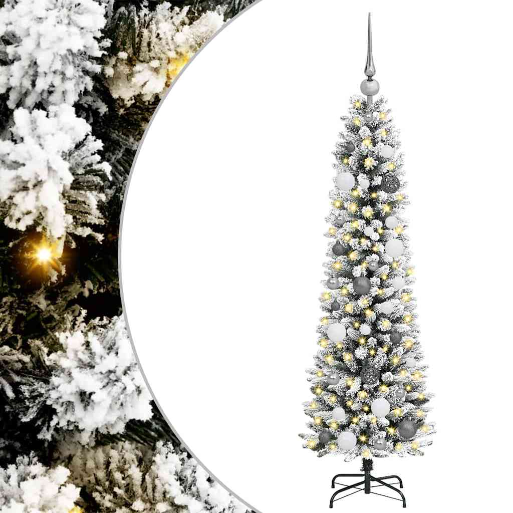 Kunstlik õhuke jõulukuusk 150 cm 150 LED-i Soe valge PE ja PVC