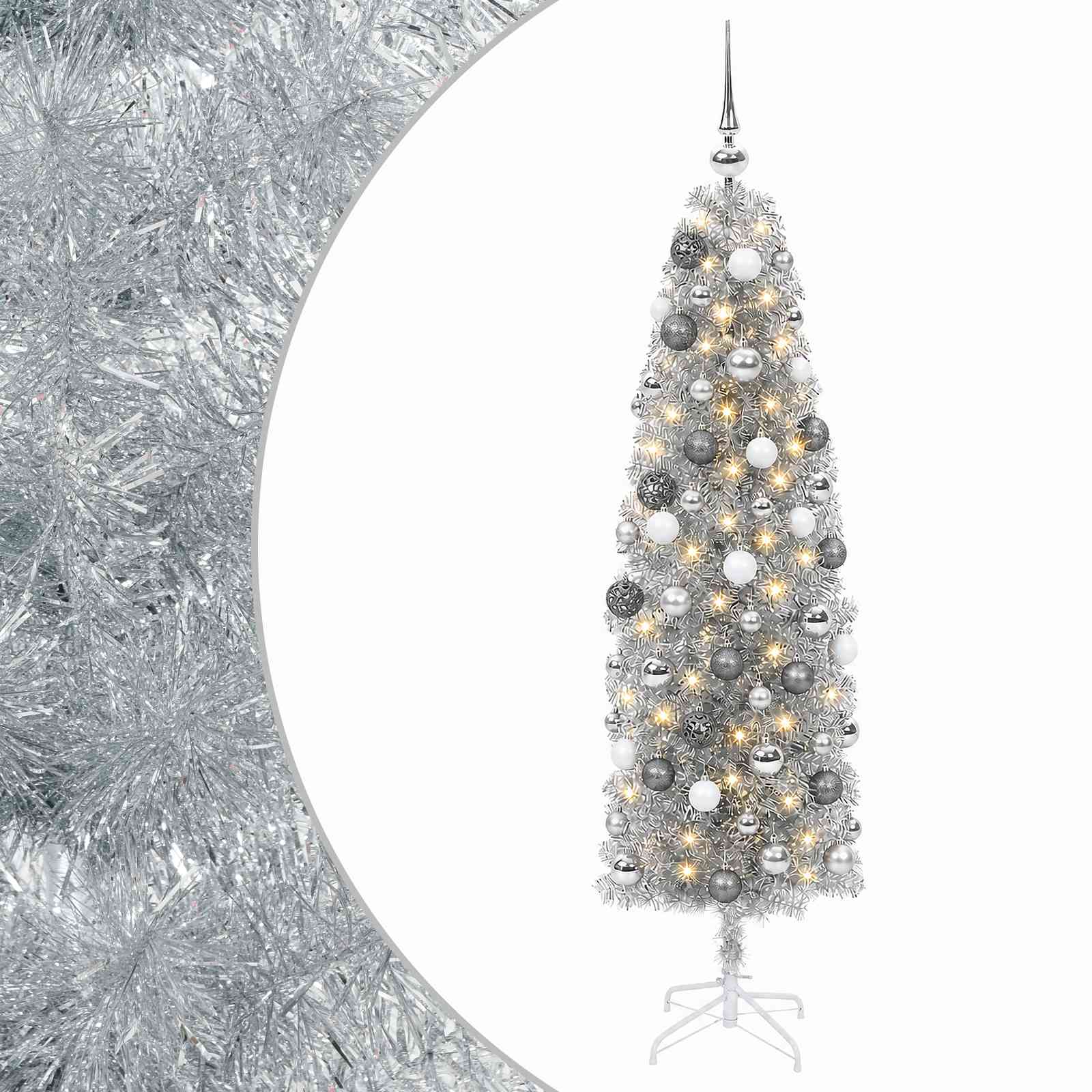 Kitsas kunstkuusk koos jõulukuulidega 210 cm 300 LED-i