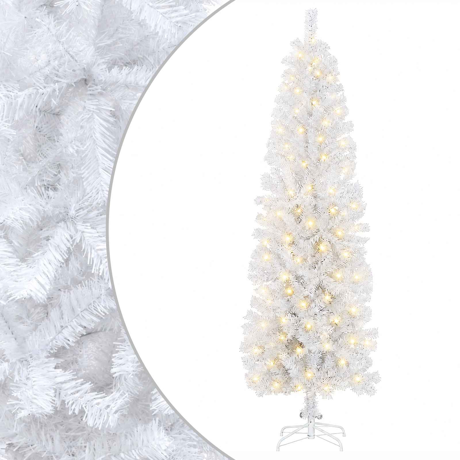 Kunstlik õhuke jõulukuusk 180 cm 300 LED-i Soe valge