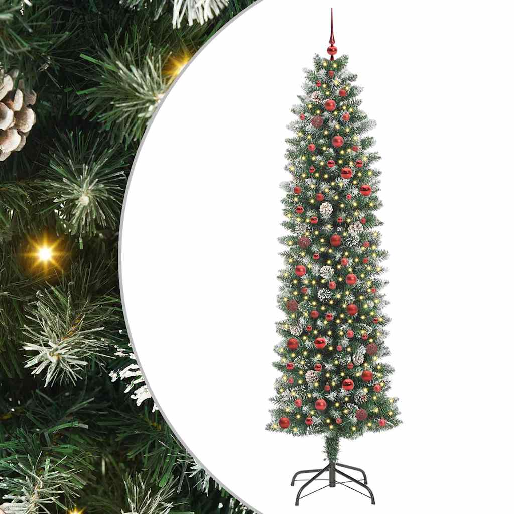 Kunstlik õhuke jõulukuusk Roheline ja Valge 240 cm