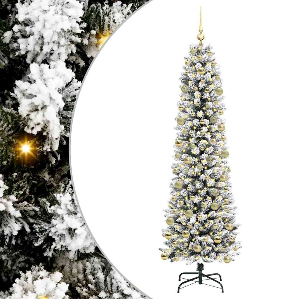 Kunstlik õhuke jõulukuusk 210 cm 300 LED-i Soe valge PE ja PVC