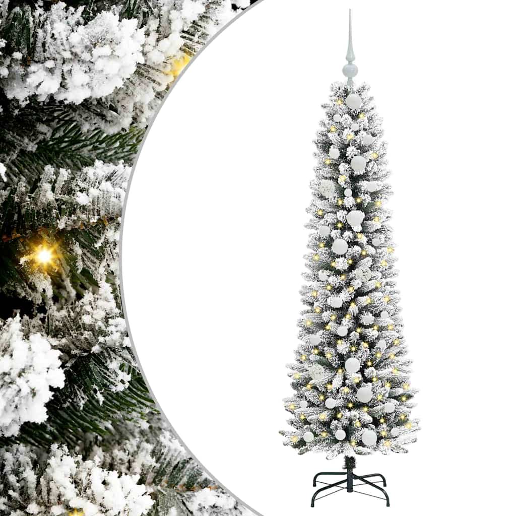 Kunstlik õhuke jõulukuusk 150 cm 150 LED-i Soe valge PE ja PVC
