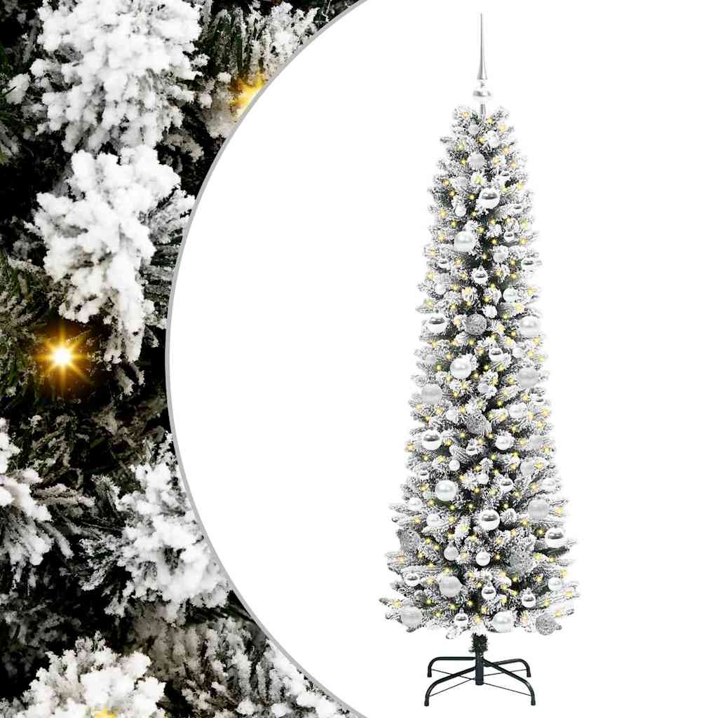 Kunstlik õhuke jõulukuusk 180 cm 300 LED-i Soe valge PE ja PVC