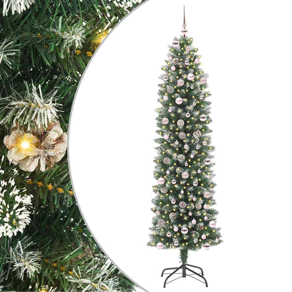 Kunstlik õhuke jõulukuusk Roheline ja Valge 240 cm