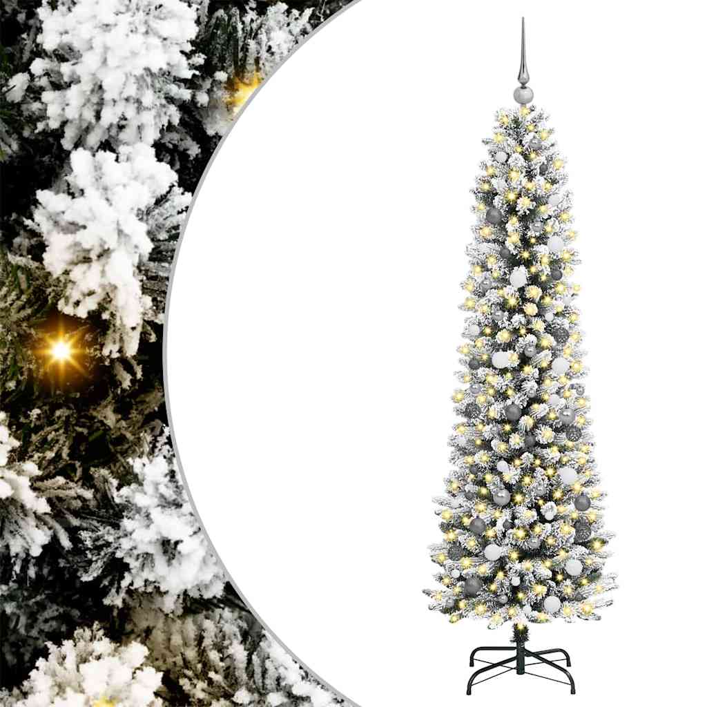 Kunstlik õhuke jõulukuusk 210 cm 300 LED-i Soe valge PE ja PVC