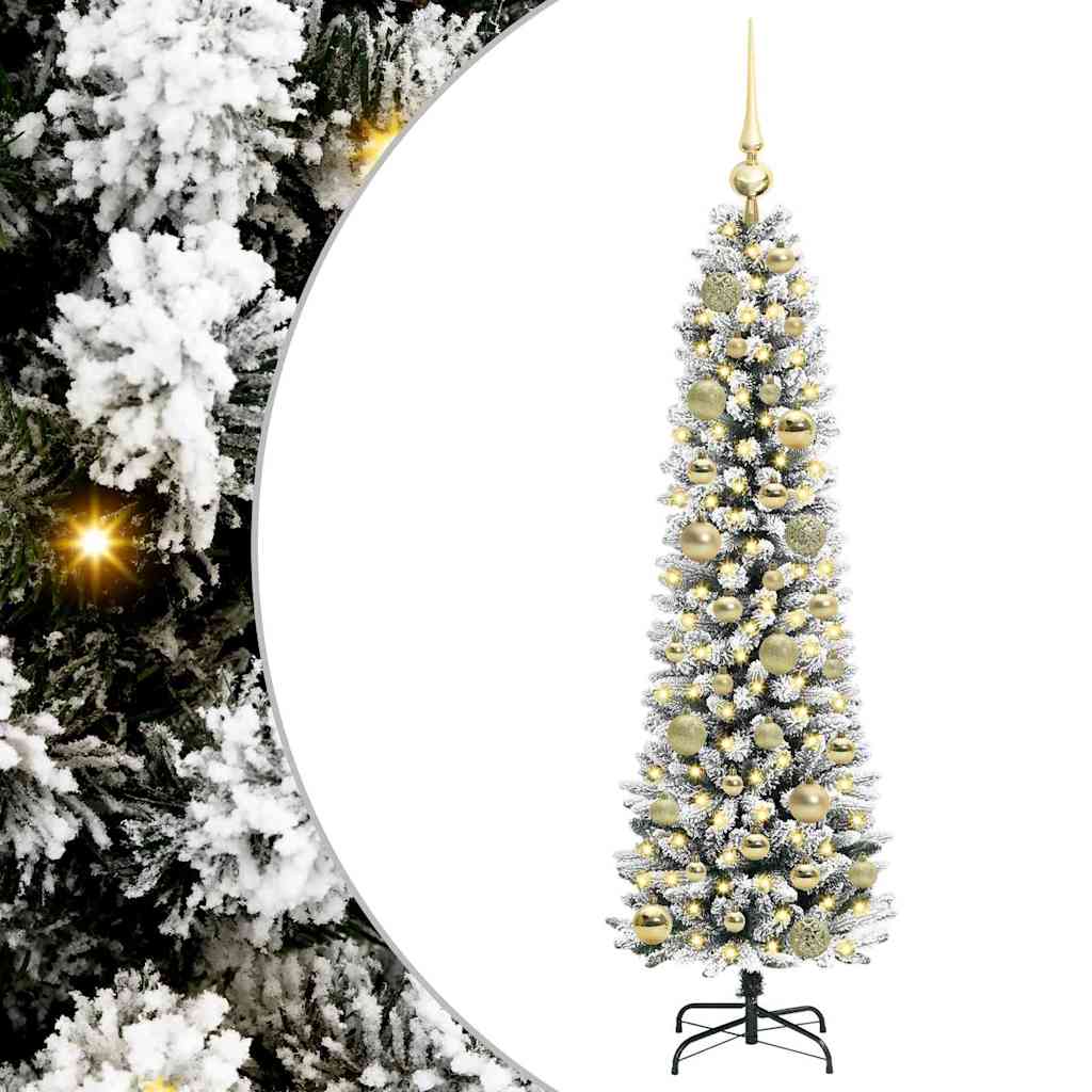Kunstlik õhuke jõulukuusk 120 cm 150 LED-i Soe valge PE ja PVC