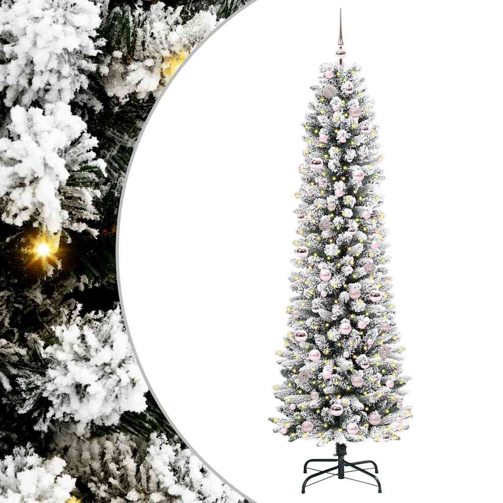 Kunstlik õhuke jõulukuusk 210 cm 300 LED-i Soe valge PE ja PVC