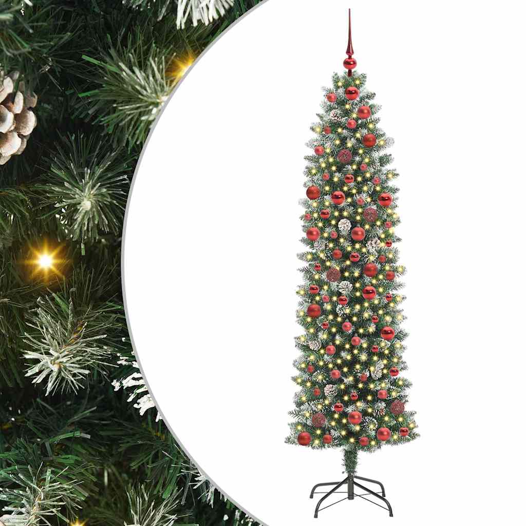 Kunstlik õhuke jõulukuusk Roheline ja Valge 180 cm