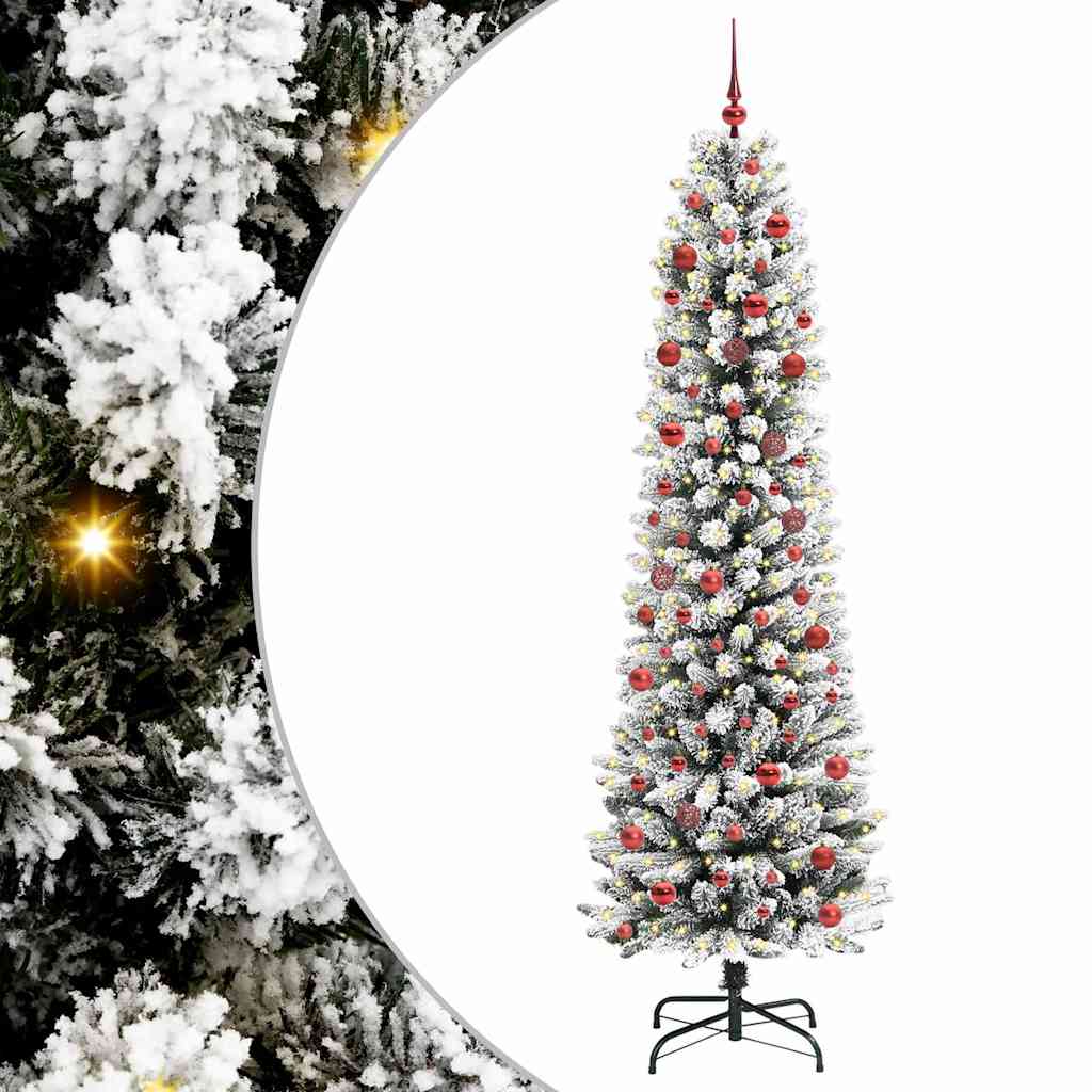Kunstlik õhuke jõulukuusk 210 cm 300 LED-i Soe valge PE ja PVC