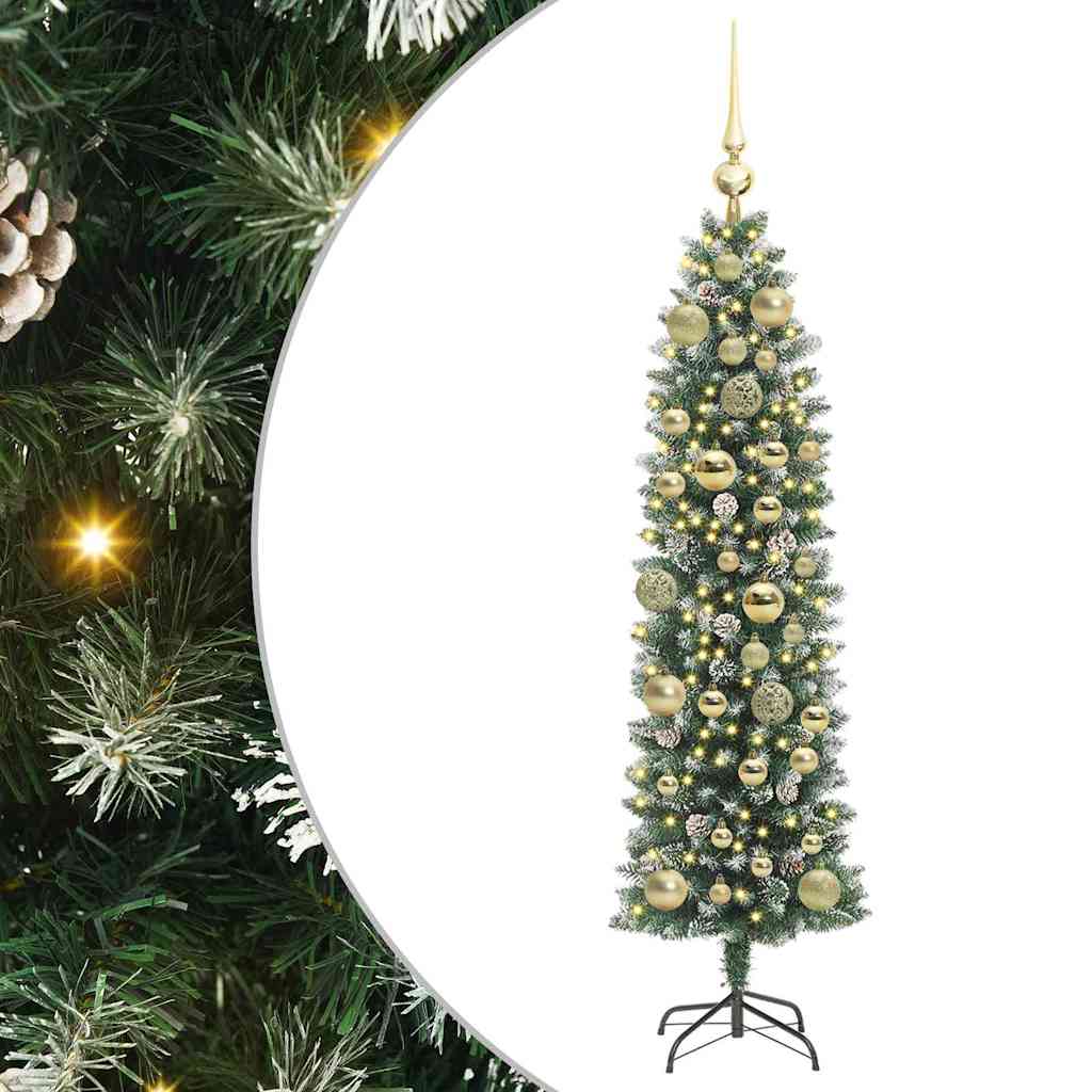 Kunstlik õhuke jõulukuusk Roheline ja Valge 120 cm