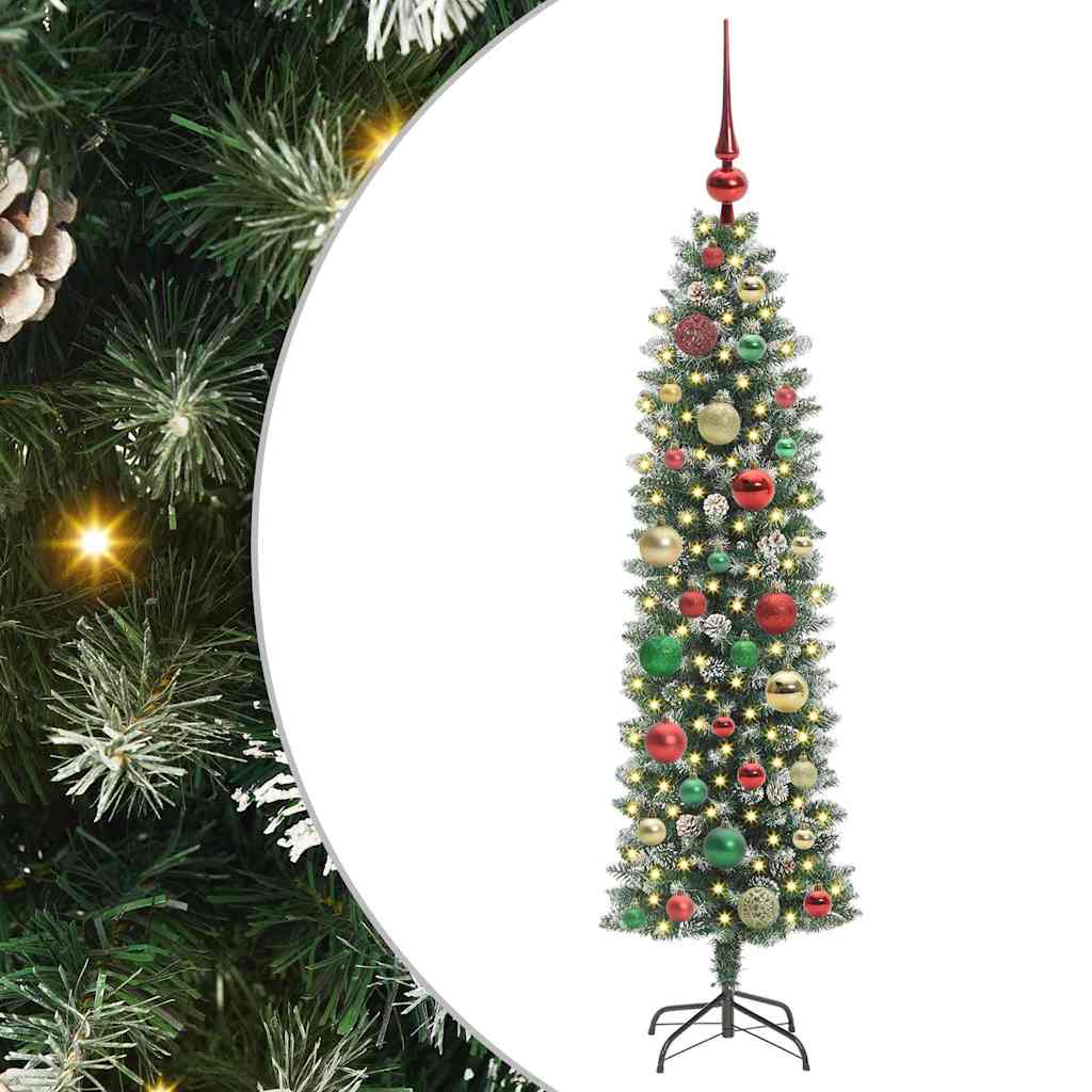 Kunstlik õhuke jõulukuusk Roheline ja Valge 120 cm