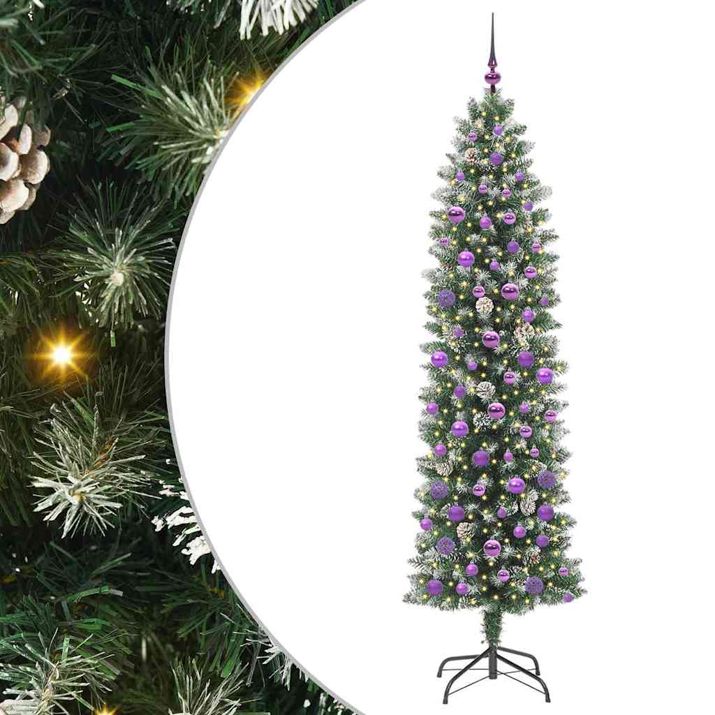 Kunstlik õhuke jõulukuusk Roheline ja Valge 210 cm
