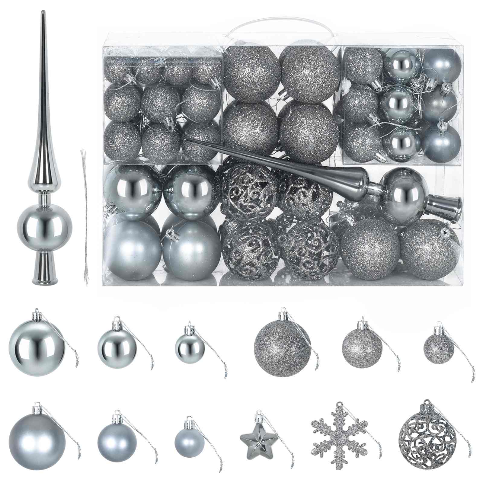 Jõulupalli komplekt 111 tk Hall Läbimõõt 6 cm Polüstüreen