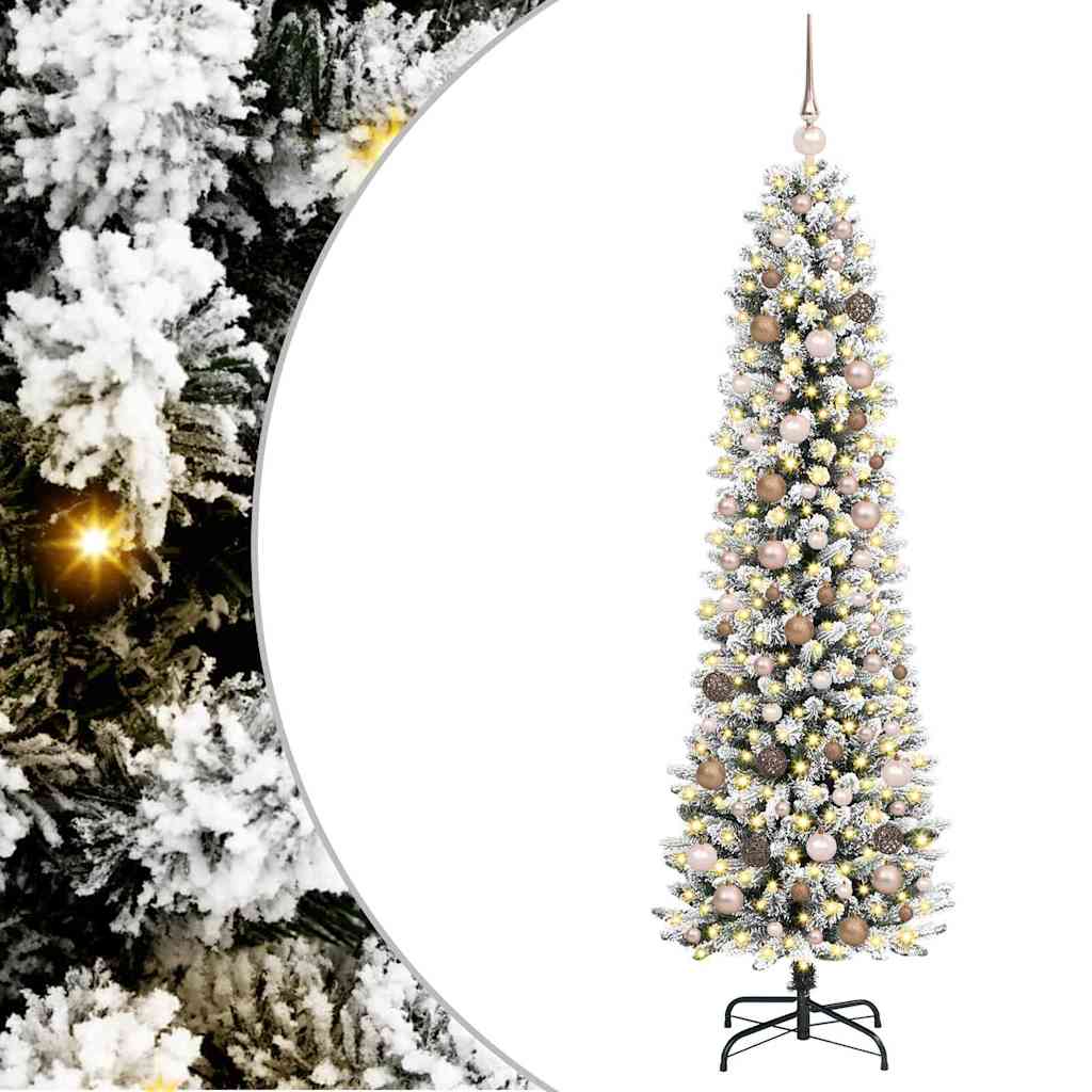 Kunstlik õhuke jõulukuusk 210 cm 300 LED-i Soe valge PE ja PVC
