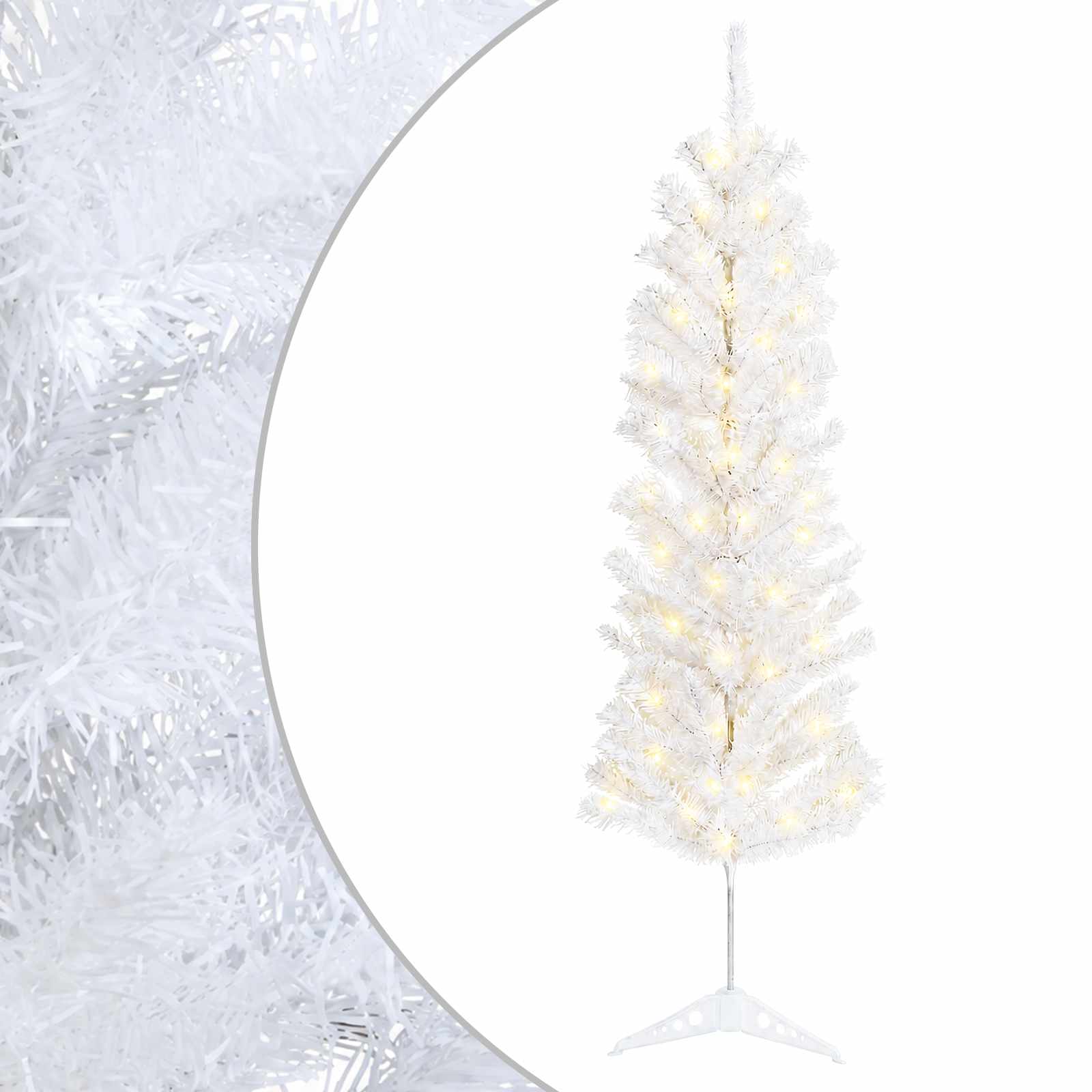 Kunstlik õhuke jõulukuusk 150 cm 150 LED-i Soe valge