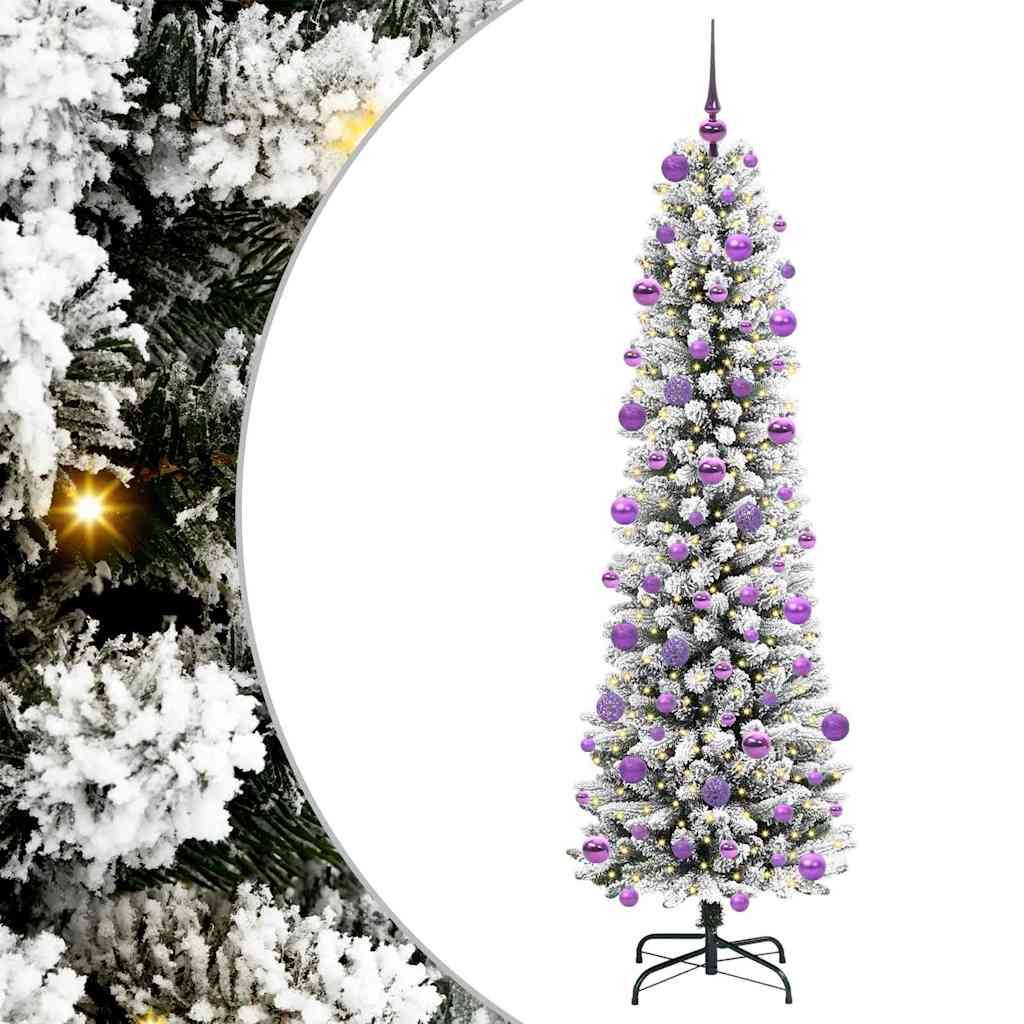 Kunstlik õhuke jõulukuusk 210 cm 300 LED-i Soe valge PE ja PVC