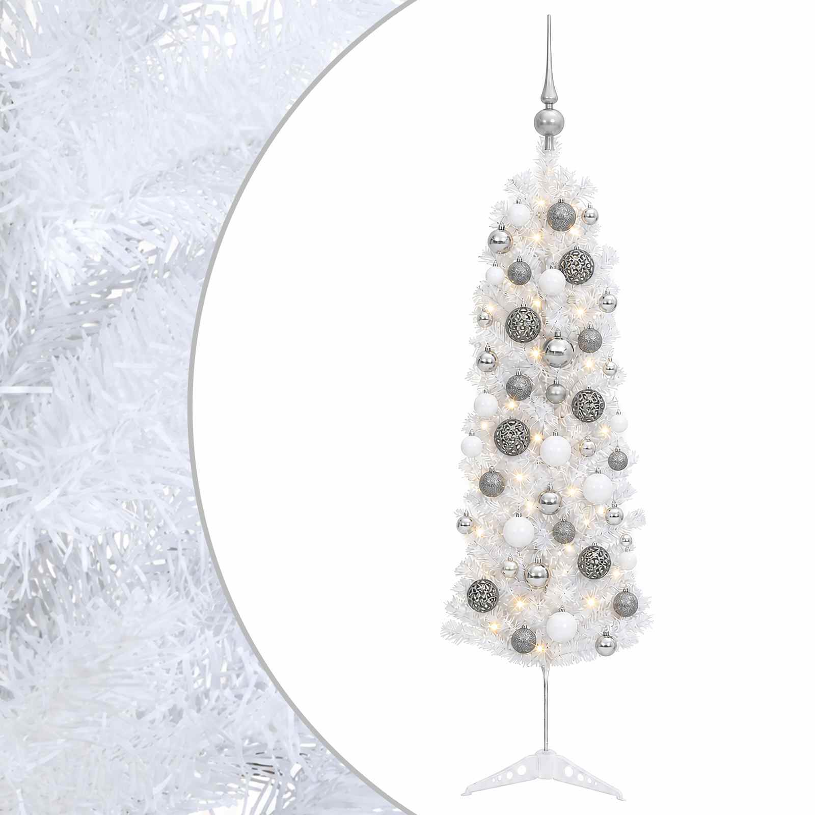 Kitsas kunstkuusk koos jõulukuulidega 120 cm 150 LED-i