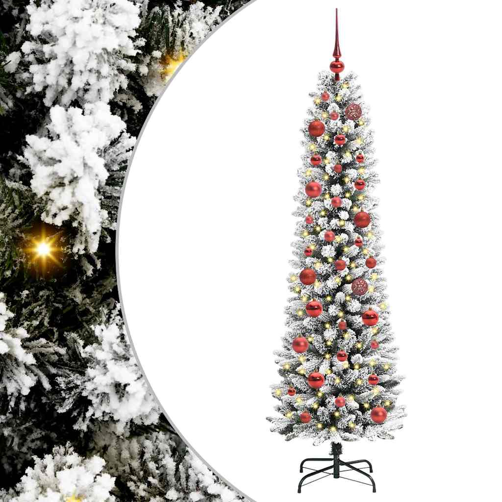 Kunstlik õhuke jõulukuusk 150 cm 150 LED-i Soe valge PE ja PVC
