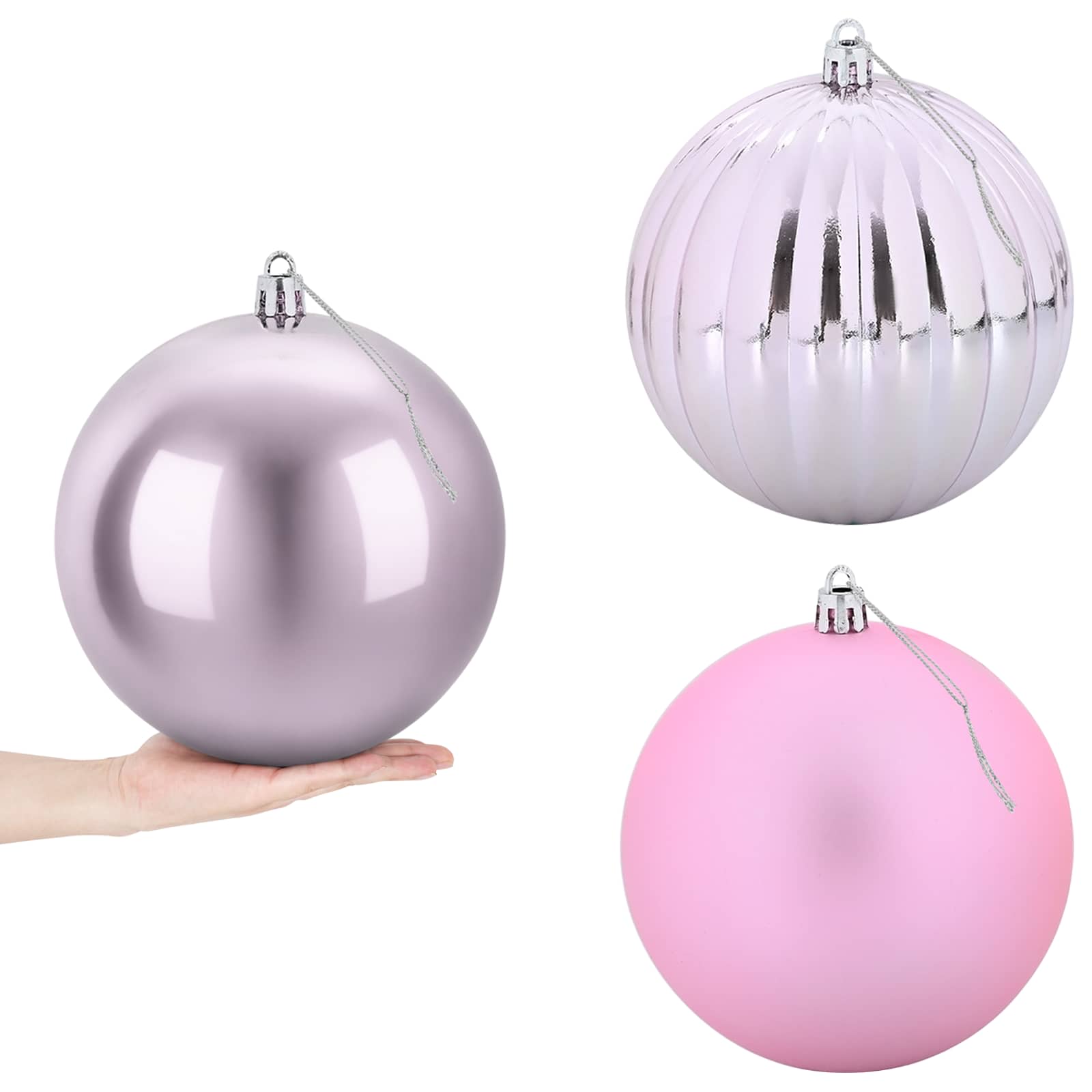 Jõulukuulide komplekt XXL 3 tk Roosa Läbim. 25 cm Plastmass
