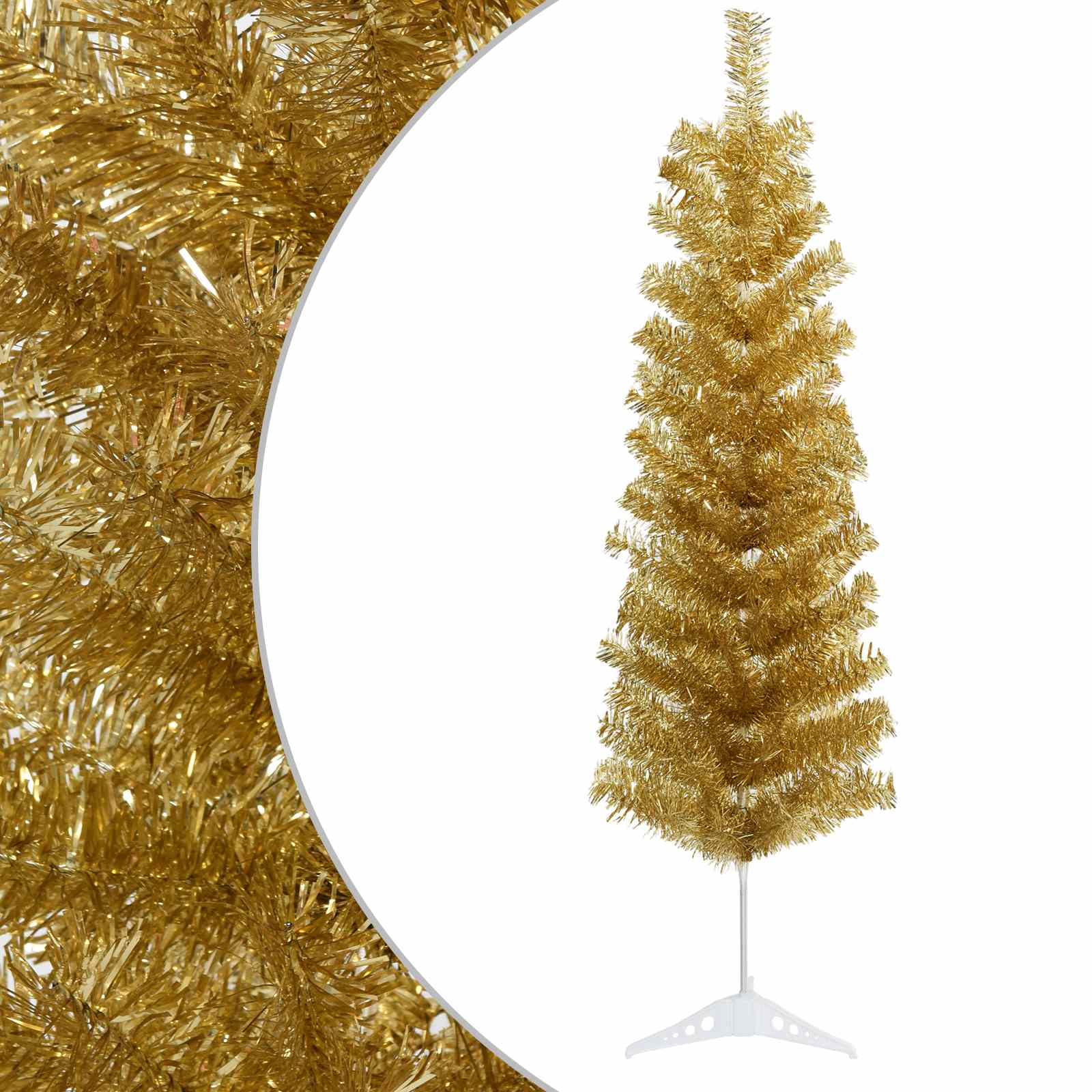 Kunstlik õhuke jõulukuusk 120 cm PVC ja teras Kuldne