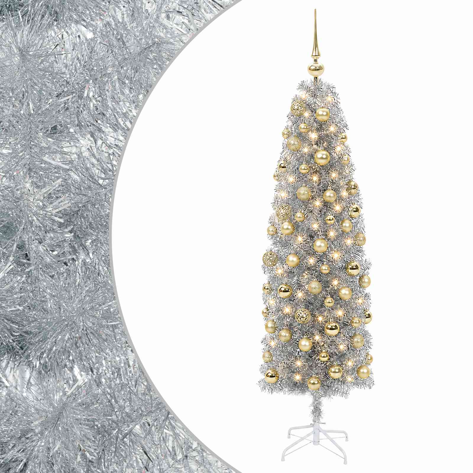 Kitsas kunstkuusk koos jõulukuulidega 240 cm 300 LED-i