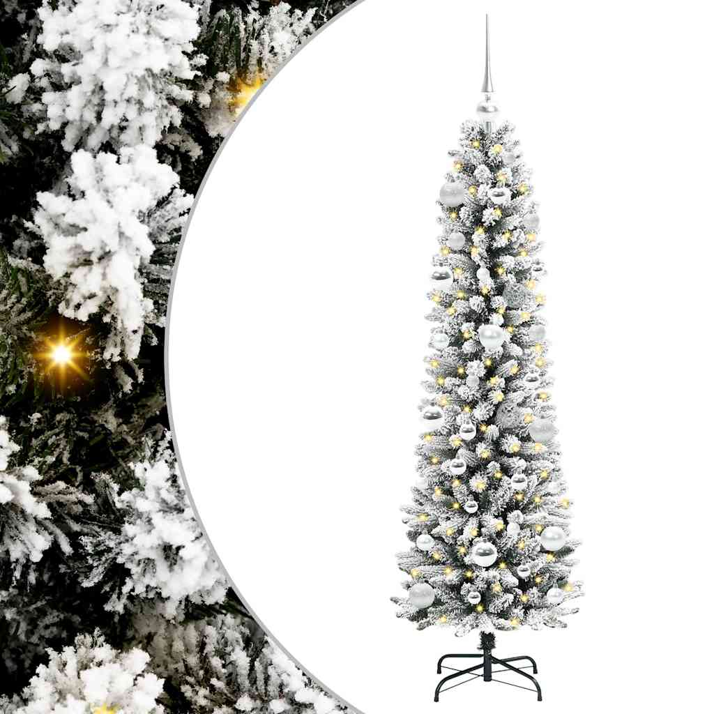Kunstlik õhuke jõulukuusk 150 cm 150 LED-i Soe valge PE ja PVC