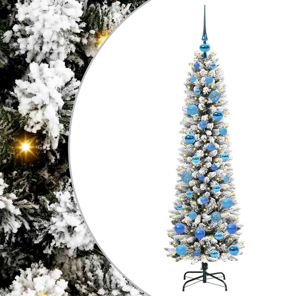 Kunstlik õhuke jõulukuusk 150 cm 150 LED-i Soe valge PE ja PVC