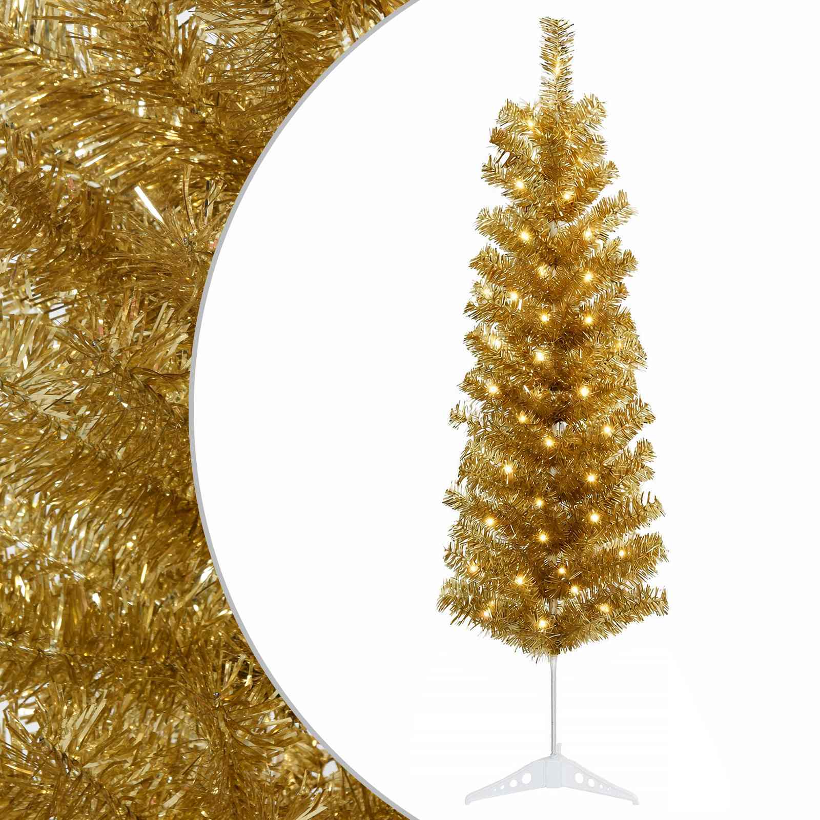 Kunstlik õhuke jõulukuusk 120 cm 150 LED-i Soe valge