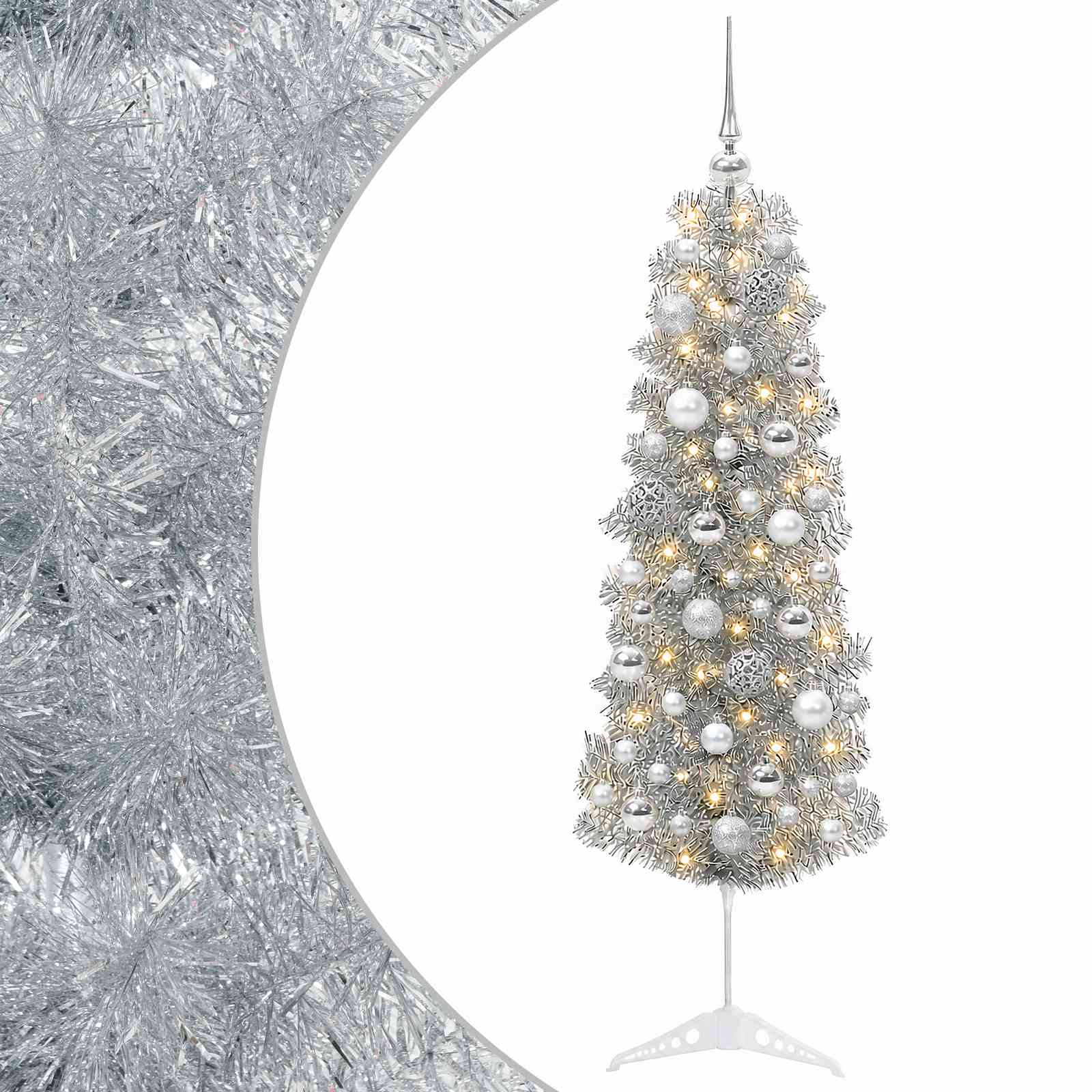 Kitsas kunstkuusk koos jõulukuulidega 150 cm 150 LED-i