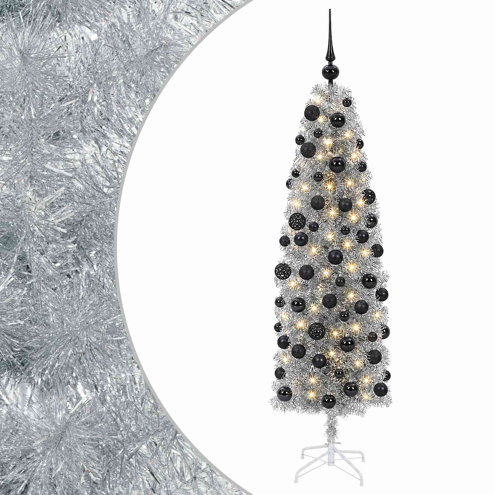 Kitsas kunstkuusk koos jõulukuulidega 210 cm 300 LED-i