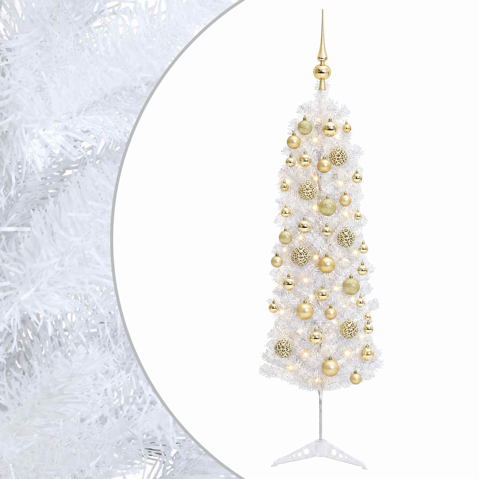 Kitsas kunstkuusk koos jõulukuulidega 120 cm 150 LED-i