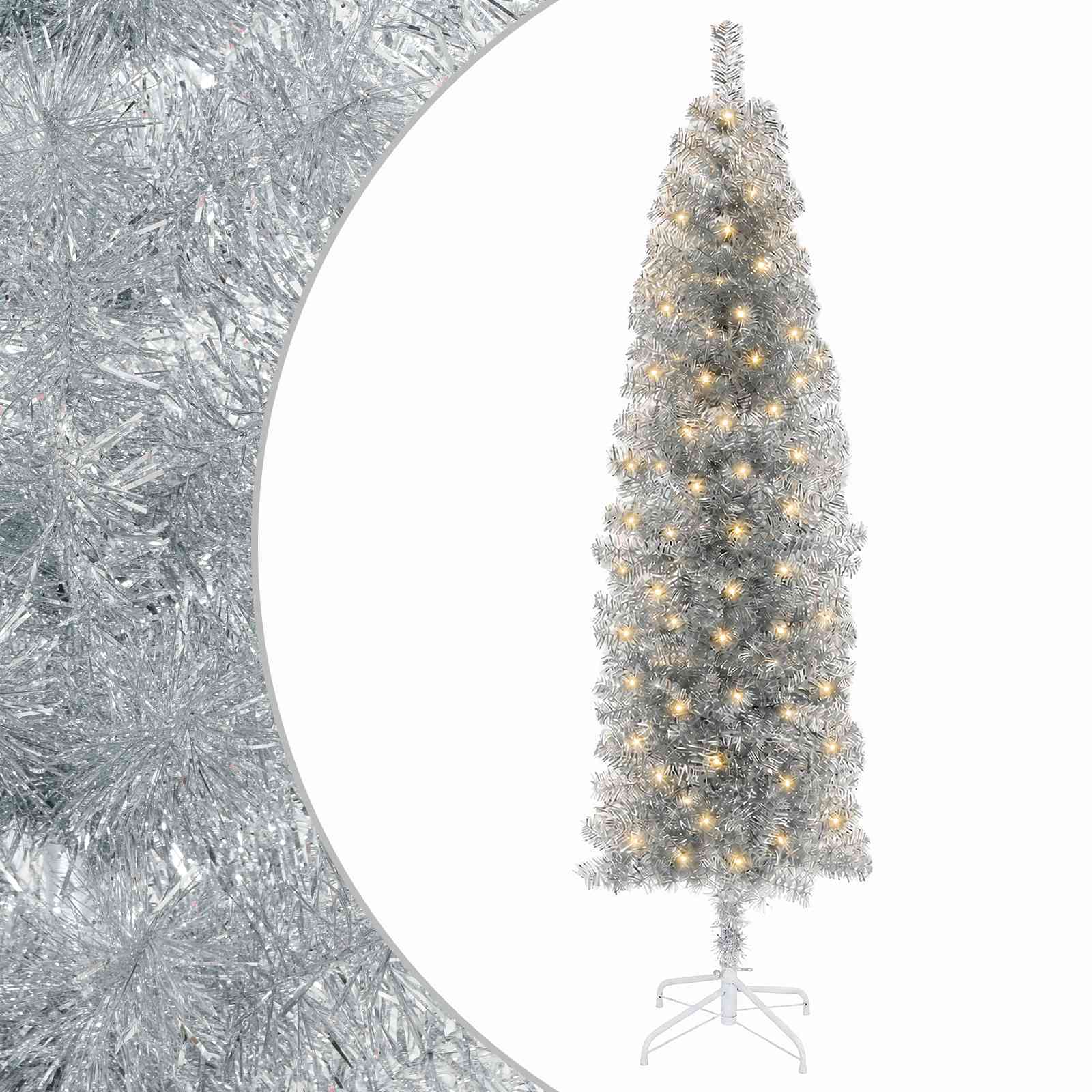 Kunstlik õhuke jõulukuusk 180 cm 300 LED-i Soe valge