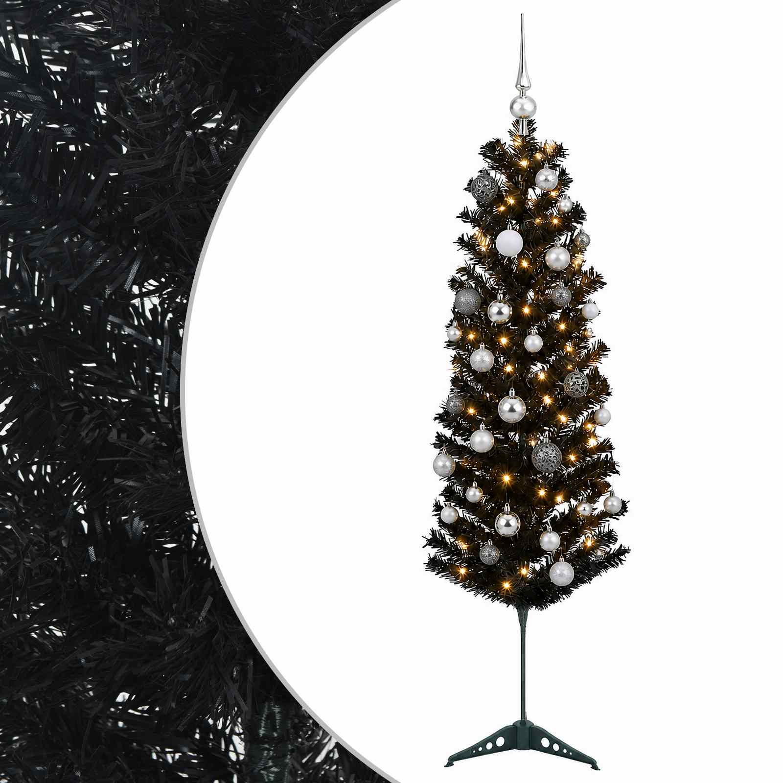 Kitsas kunstkuusk koos jõulukuulidega 150 cm 150 LED-i