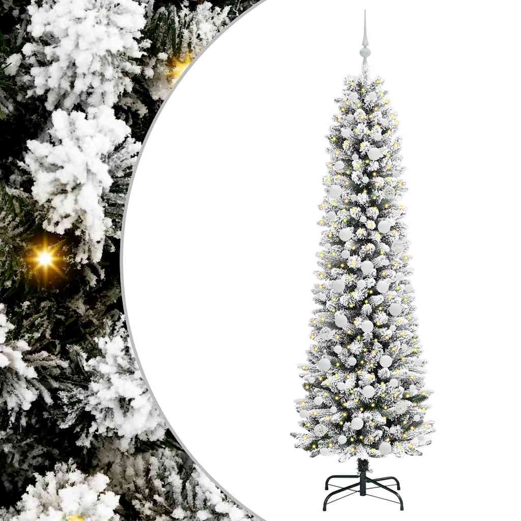 Kunstlik õhuke jõulukuusk 210 cm 300 LED-i Soe valge PE ja PVC