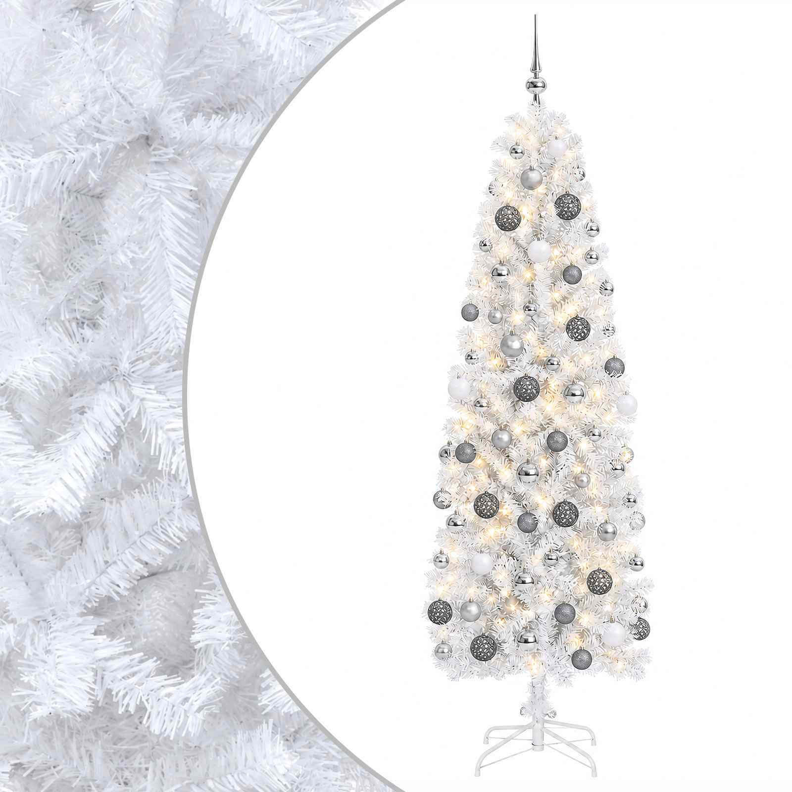 Kitsas kunstkuusk koos jõulukuulidega 210 cm 300 LED-i