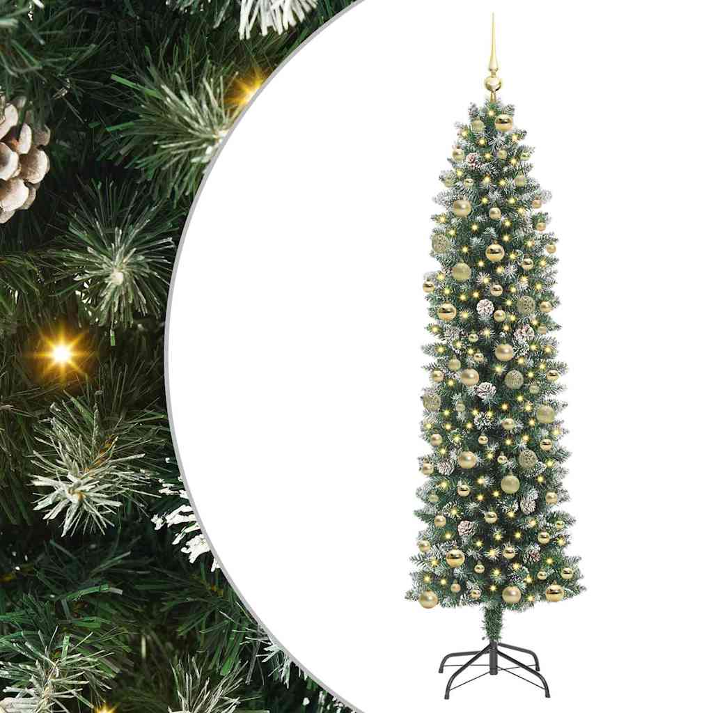 Kunstlik õhuke jõulukuusk Roheline ja Valge 210 cm