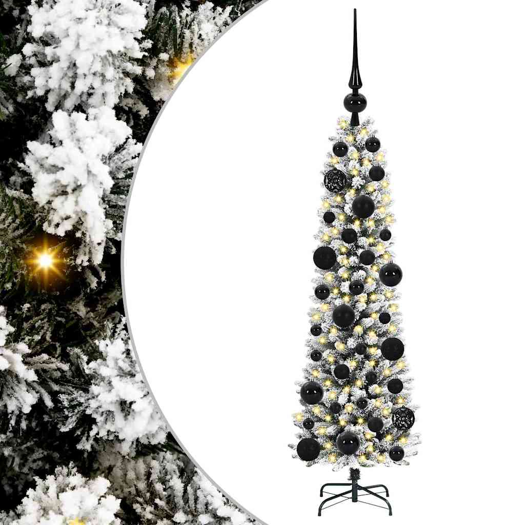 Kunstlik õhuke jõulukuusk 120 cm 150 LED-i Soe valge PE ja PVC