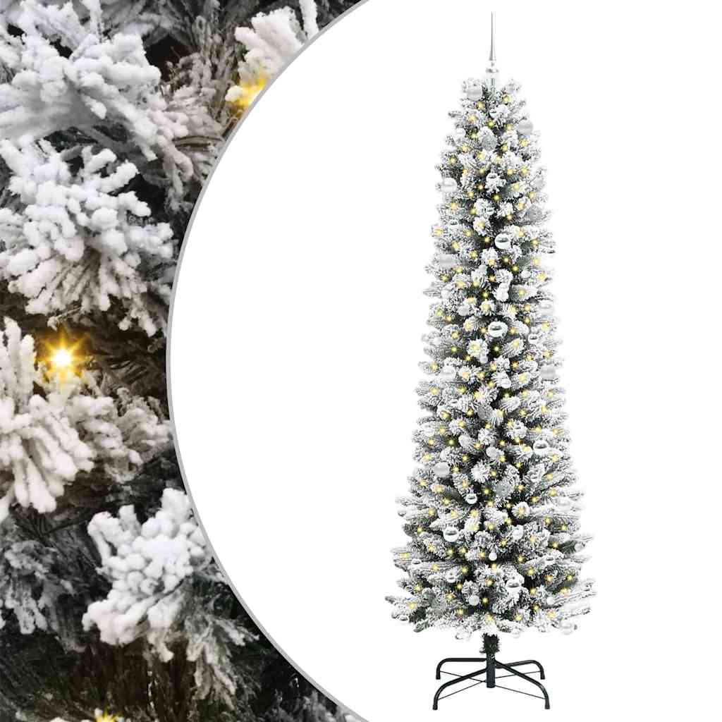 Kunstlik õhuke jõulukuusk 240 cm 300 LED-i Soe valge PE ja PVC