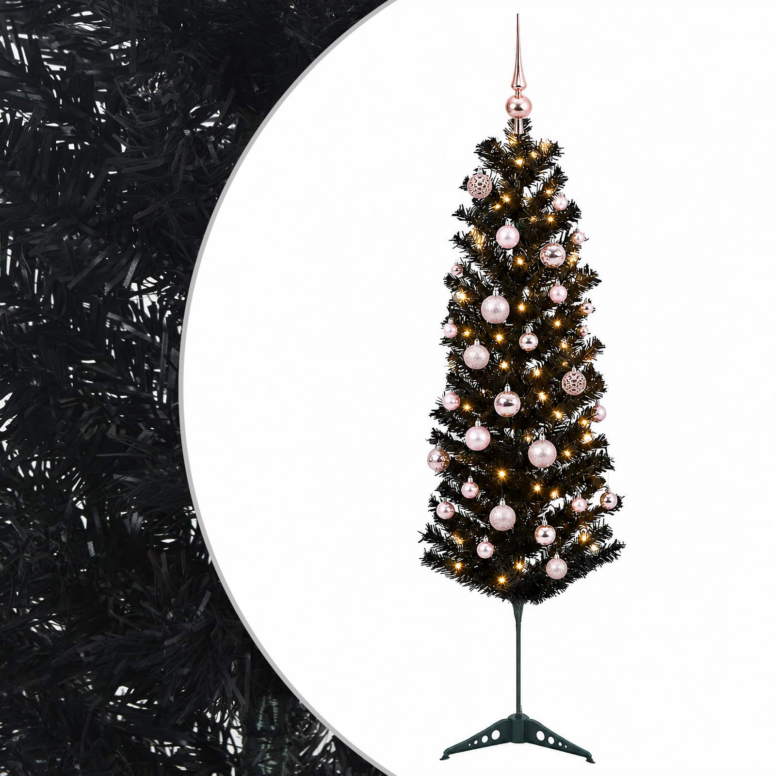Kitsas kunstkuusk koos jõulukuulidega 120 cm 150 LED-i
