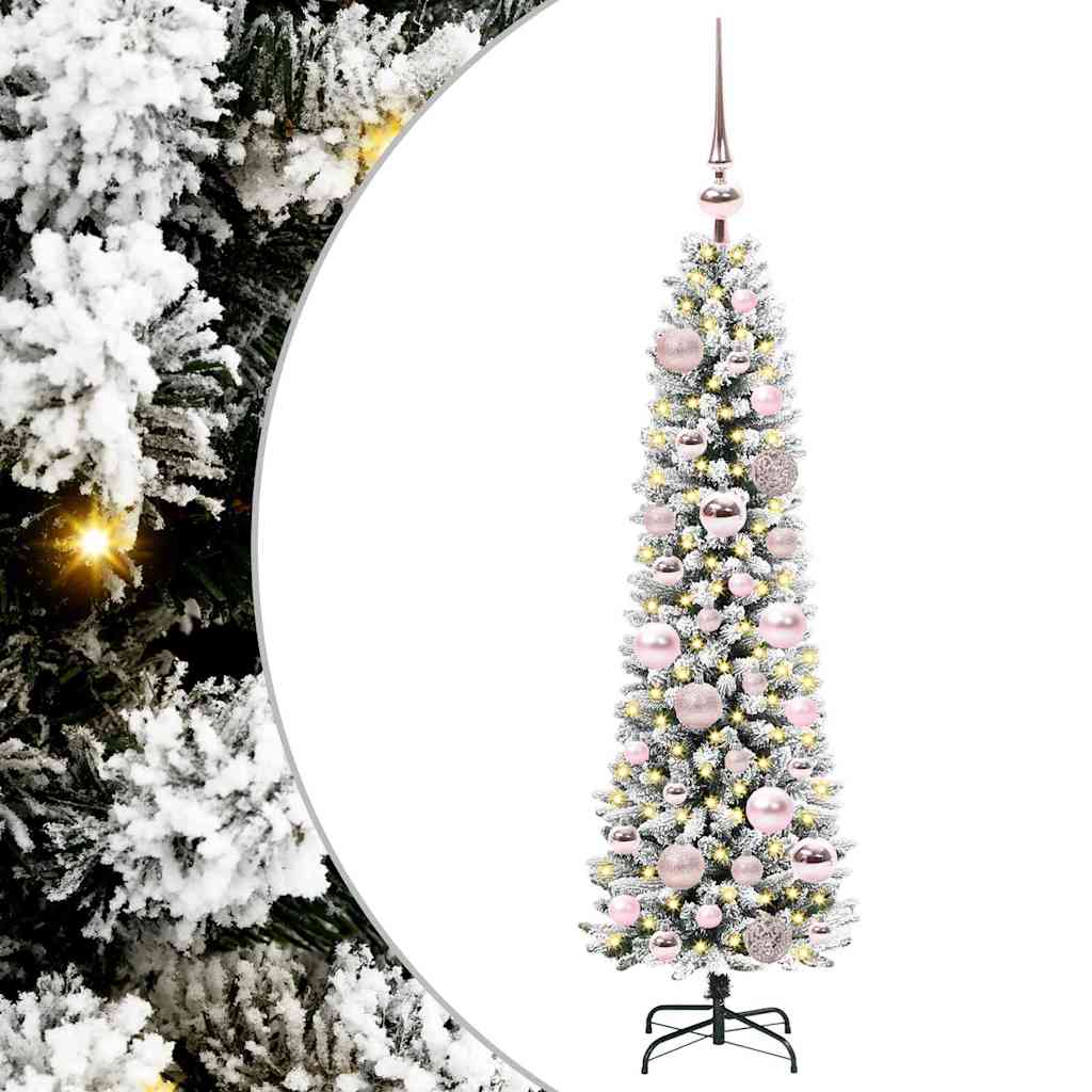 Kunstlik õhuke jõulukuusk 120 cm 150 LED-i Soe valge PE ja PVC