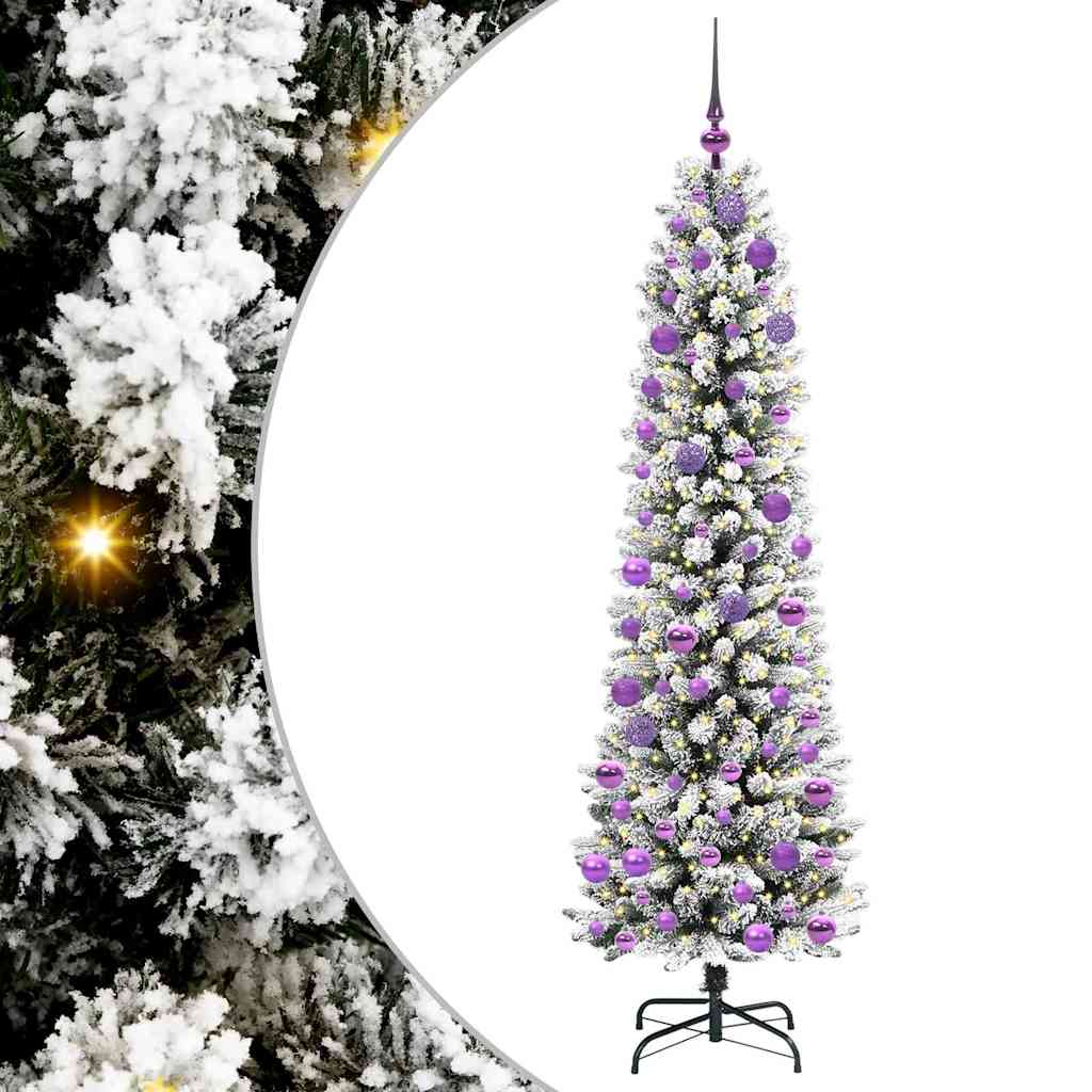 Kunstlik õhuke jõulukuusk 180 cm 300 LED-i Soe valge PE ja PVC