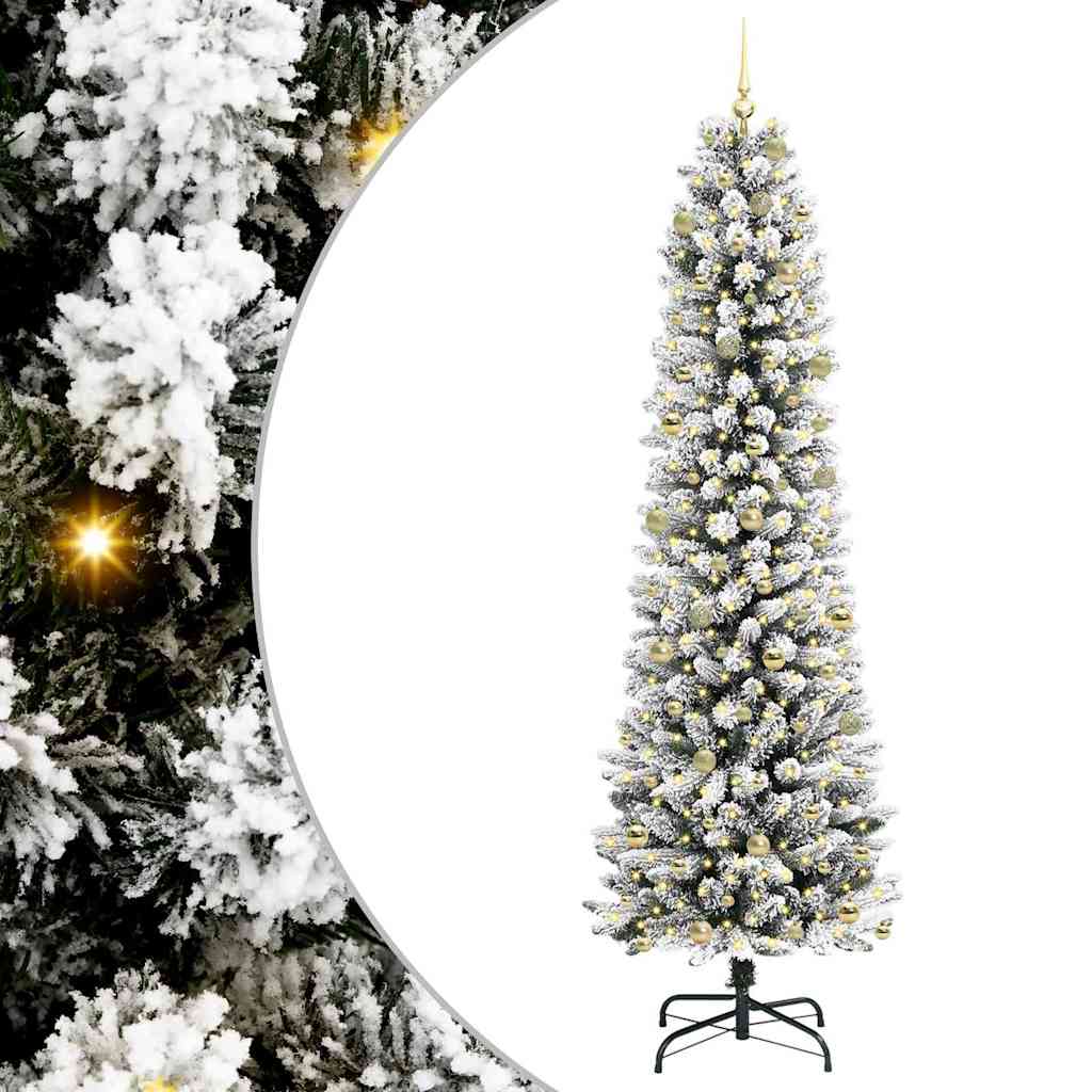 Kunstlik õhuke jõulukuusk 240 cm 300 LED-i Soe valge PE ja PVC